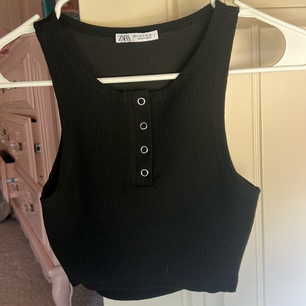 Zara black cropped tank
